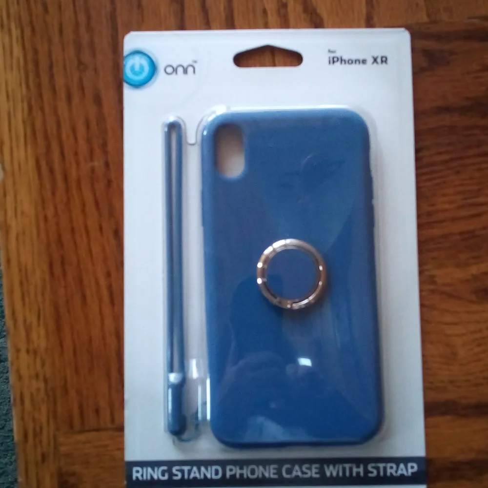 iPhone XR Phone Case - ring stand in blue with handle